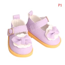14inch PU Leather Bow Doil Doll Mini Shoes 5cm Sequin Wear For 20cm Toys American Dolls Girl's Gift