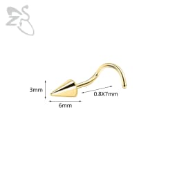 ZS 1 Piece 20G Stainelss Steel Long Spike Nose Stud Men Women Black L/I/S Shapes Nose Piercings Cone Nostril Piercings 6/8/10MM
