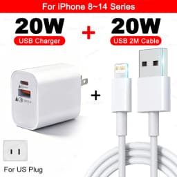 PD 20W USB Fast Charger For iPhone 14 13 12 11 Pro Max XS X XR 7 8 Plus Type C Plug EU US Wall Charger Fast Charging Data Cable