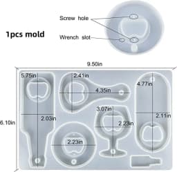 DIY Bottle Opener Tools Set Resin Molds Beer Opener Silicone Mold Making Jewelry Casting Wine Corkscrew Screwdriver Wrench Kit