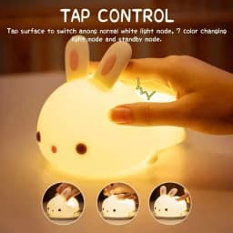 LED NightLights Silicone Rabbit Night Light with USB Charging Colorful Atmosphere Lamp for Children Kids Holiday Gift
