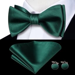 Jacquard Silk Mens Bowtie Adjustable Self Bow Tie Pocket Square Cufflinks for Male Wedding Business Party Red Blue Gold Green
