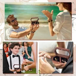 Custom Personalized Octagonal Walnut Wooden Ring Box Box + Black Velvet Pouch Engraved Engagement and Wedding Ring Holder Gift