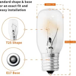 6 Pack Light Bulb T26 E12/E14/E17/E27/B22 25/15W 120V/230V Incandescent Small Edison for Microwave, Oven, Fridge, Salt Lamp