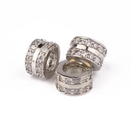 3pcs Micro Pave Zirconia Beads Round Geometry Metal Cubic Zircon Beads for DIY Bracelet Necklace Design Jewelry Crafts Making