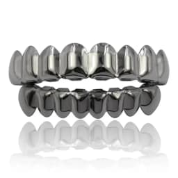 Gold Silver Plated Hiphop Teeth Grillz Top Bottom Set with Vampire Tooth Design for Party Streetwear Cool Dental Accessory