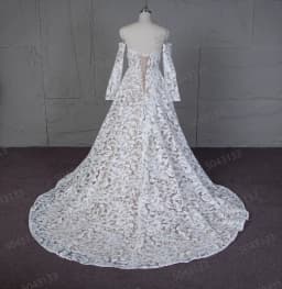 Customized Strapless Wedding Dress with Detachable Long Sleeves Exquisite Lace Bridal Gown Bling Bling New Arrival