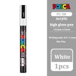Uni Posca White Markers,Acrylic Waterproof permanente Paint Pen PC-1M 3M 5M POP Poster Advertising Art Supplies posca marcadores