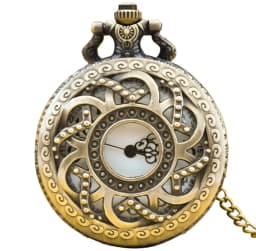 Retro Bronze Steampunk Openwork Flower Flip Quartz Boys' And Girls' Necklace Commemorative Pocket Watch