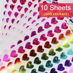 600 Pcs Red Heart Stickers, Small Holographic Stickers for Student Reward 0.5in Small Sparkly Sticker for Gift Sealing