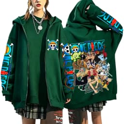 One Piece Luffy Zoro Sanji All Characters 2026 New Japanese Anime Fashion Y2K Casual Sportswear Men's Couple Style Zip Up Hoodie