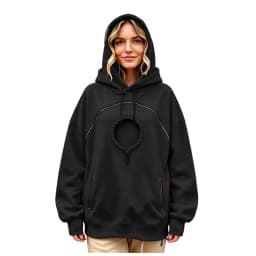 Oversized Hoodie with Pet Pouch Women's Zipper Kangaroo Pocket Sweatshirts for Small Cat & Dog Pet Lover Hoody Hooded Pullover