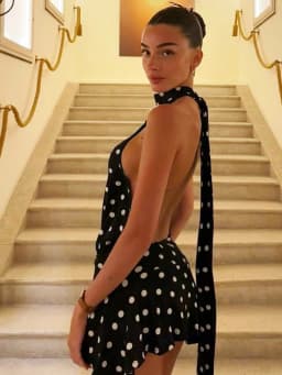 Hugcitar Polka Dot Print Halter Sleeveless Backless Bandage Sexy Slim Mini Dress Summer Women Fashion Outfit Party Vacation