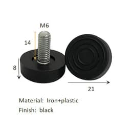 4Pcs Black White Iron Plastic Furniture Table Chair Sofa Leg Feet Adjustable Leveler Glide Slide Pad M6 M8