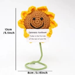 Positive Crochet Handmade Amigurumi Doll Emotional Support Pocket Hug Knit Plant Flower Encouragement Gift for Friends Coworker