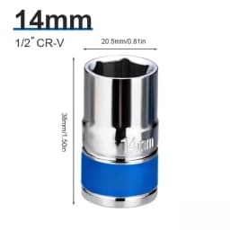 1/2Inch Blue Drive Short Hex Sockets for Nut Removal 8-32mm Socket Spanner, CR-V Steel Socket Set For 1/2 Socket Set