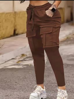 pantalons Drawstring Pocket Cargo Pants Women's Spring and Summer Versatile Solid Color Small Foot Sports Versatile Casual Pants