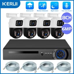 KERUI 2K 6MP HD POE Surveillance 8CH 16CH Camera System Dual Lens PTZ WIFI IP Home Security 8CH POE NVR Video H.265 CCTV Kit