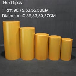 Iron Cylinder Circular Column for Wedding Decoration, Flower Stand Display, Party Cake Pedestal, White and Gold