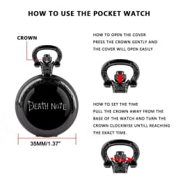 Classy Death Note Design Black Quartz Pocket Watch Fashion Necklace Timing Pendant with Chain Gift for Man Woman Souvenir