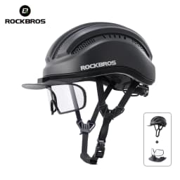 ROCKBROS Cycling Integrated Helmet High Strength 54-60cm Head Circumference Wide Brim Helmet Photochromic Goggles Cycling Helmet