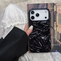 Luxury Electroplate Silvery 3D Wrinkle Phone Case For iPhone 17 16 15 14 13 12 Pro Max Plating Water Ripple Shockproof Cover