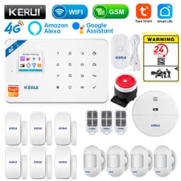 KERUI Security Alarm System Kit W184 4G WIFI GSM Alarm Wireless Home Tuya Smart APP Control Motion Sensor Burglar Support Alexa