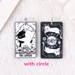 8Pcs 39*23 MM Black White Cat Tarot Card Charms Creative Acrylic Sun Moon And Lovers Jewelry For Earring Necklace Diy
