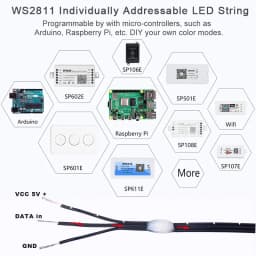 5V WS2811 WS2812 3PIN Black Wire LED String Lights Dream Color RGBIC Addressable Individually Fairy Light Seed Pixels Light