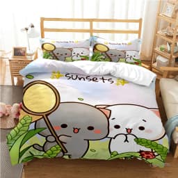 Cute Bubu Dudu Cartoon Bear Panda Duvet Cover Kawaii Bedding Sets Soft Quilt Cover and Pillowcases Single/Double/Queen/King Kids