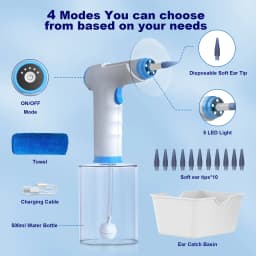 Electric Ear Wax Remover Ear Infection Cleaning 4 Pressure Levels Soft Ear Tips Cleaner Safe For Adults Child Ear Canal Wash