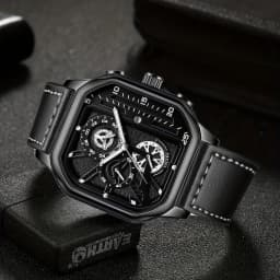 2-Piece Luxury Men's Leather Strap Quartz Watch Set with Calendar - Perfect Gift for School, Graduation, Men Gift