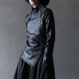 Dark Style Irregular Stand Collar Diagonal Zipper Faux Leather Sweatshirt Female Cool Black Gothic Jacket Fleece Lining Pullover