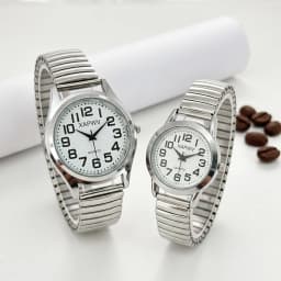 Simple Business Casual Couple's Watch with Elastic Strap and Arabic Numeral Dial, Quartz Watch for Men and Women
