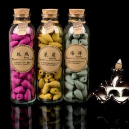 58Pcs Cones in Glass Bottle Package Flavor Can Choose Natural Smoke Backflow Incense Cones Hollow Cone Incense Sandalwood