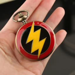 Red Bronze Graphic Yellow Flash Lightning Quartz Pocket Watch Anime Necklace Harajuku Clock Chain Cosplay Antique Gifts for Men