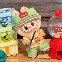 17cm Mini Doll'S Clothes Outfit Accessories for Labubu V1 V2 Striped Overalls Cool Handsome Clothing Gift
