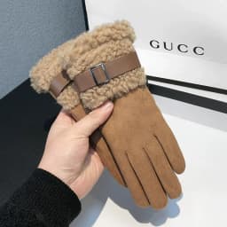 Women's Winter Gloves with Fleece Lining, Warm, Windproof, Cold-Resistant, Plush Decoration, Touchscreen Compatible, Suitable Fo