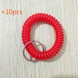10pcs Lucky Line 2” Spiral Wrist Coil with Steel Key Ring, Multi-Color Flexible Wrist Band Key Chain Bracelet, Stretches to 12”,
