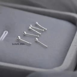 2pcs Ear Piercing Silver Needle Ear Stick Stud Earrings For Women Maintaining Ear Hole Small Tiny Round Ball Ear Jewelry