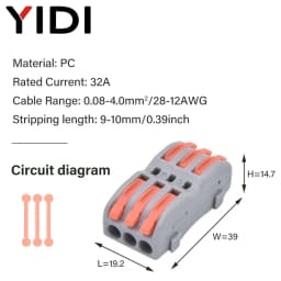 5pcs/lot Quick Wire Splice Combined Lever Connector Splitter Compact Din Rail Terminal Block Connection Clamp 1 In Multiple Out