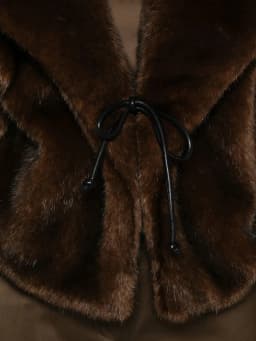 Women's Faux Fur Coat Short Plush Drawstring Deep Brown Winter Jacket Warm Thick Luxe Elegant Chic Fashion Outerwear