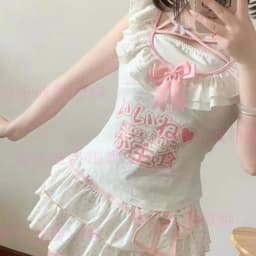 Summer Wave Point Printing Kawaii Mini Skirts Womens Cake Jupe High Waist Bow Skirt Y2k Aesthetic Sweet Ruffled Gothic Faldas