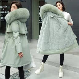 Fur Lining Mujer Coat 2025 New Winter Thick Warm Down Padded Jacket Women's Plus Velet Cotton Coat Winter Hooded Loose Parkas