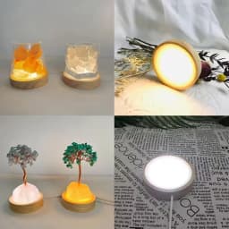 1-4PCS 6/8/10CM Round Wooden LED Night Light Base 3D Decorative Wooden Holder Display Stand Crystals Glass Ball Acrylic Decor