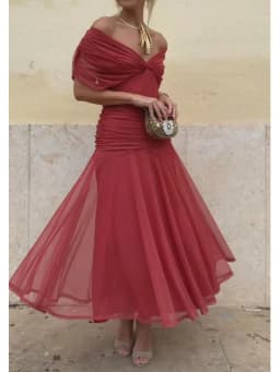 Elegant Off Shoulder Chiffon Maxi Dress Women's Solid V Neck Short Sleeve Floral Print Mesh Slim Wedding Guest Party Long Dress