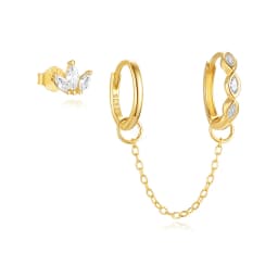 AIDE 925 Sterling Silver 3pcs Set Hoops Earrings for Women 18k Gold Plated Earring Bride Wedding Party Pendientes Fine Jewelry