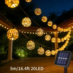 Outdoor Solar Moroccan Ball Light String 20/30 LEDs 8Lighting Modes Golden Ball Garden Decorative Light Courtyard Festival Decor