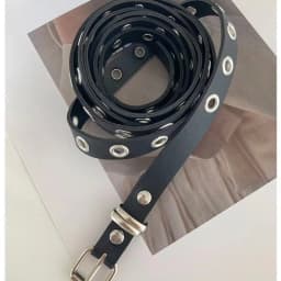 Women's American Vintage Belt New Double Loop Chain Rivet Eyelet Buckle Leather Belt Punk PU Leather Belts Rock Unique