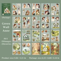 20Sheets/Pack Literary Story Theme PET Die-Cut Sticker Book for DIY Crafts, Scrapbooking, Journal, Phone Case, Laptop, Guitar